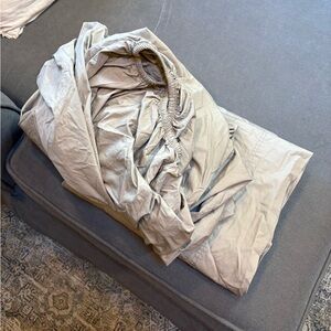 The Company Store 100% Cotton Light Brown Queen Size Fitted & Flat Sheet Set